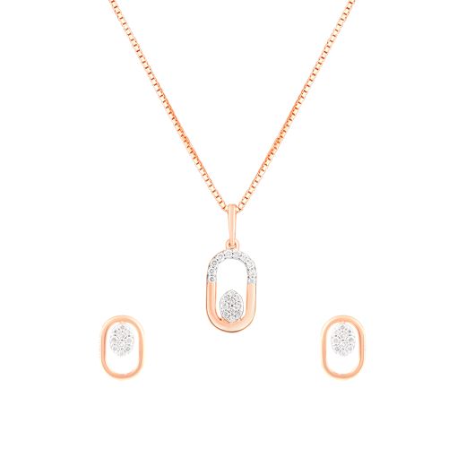 Stunning Geometric Design Diamond Pendant Set